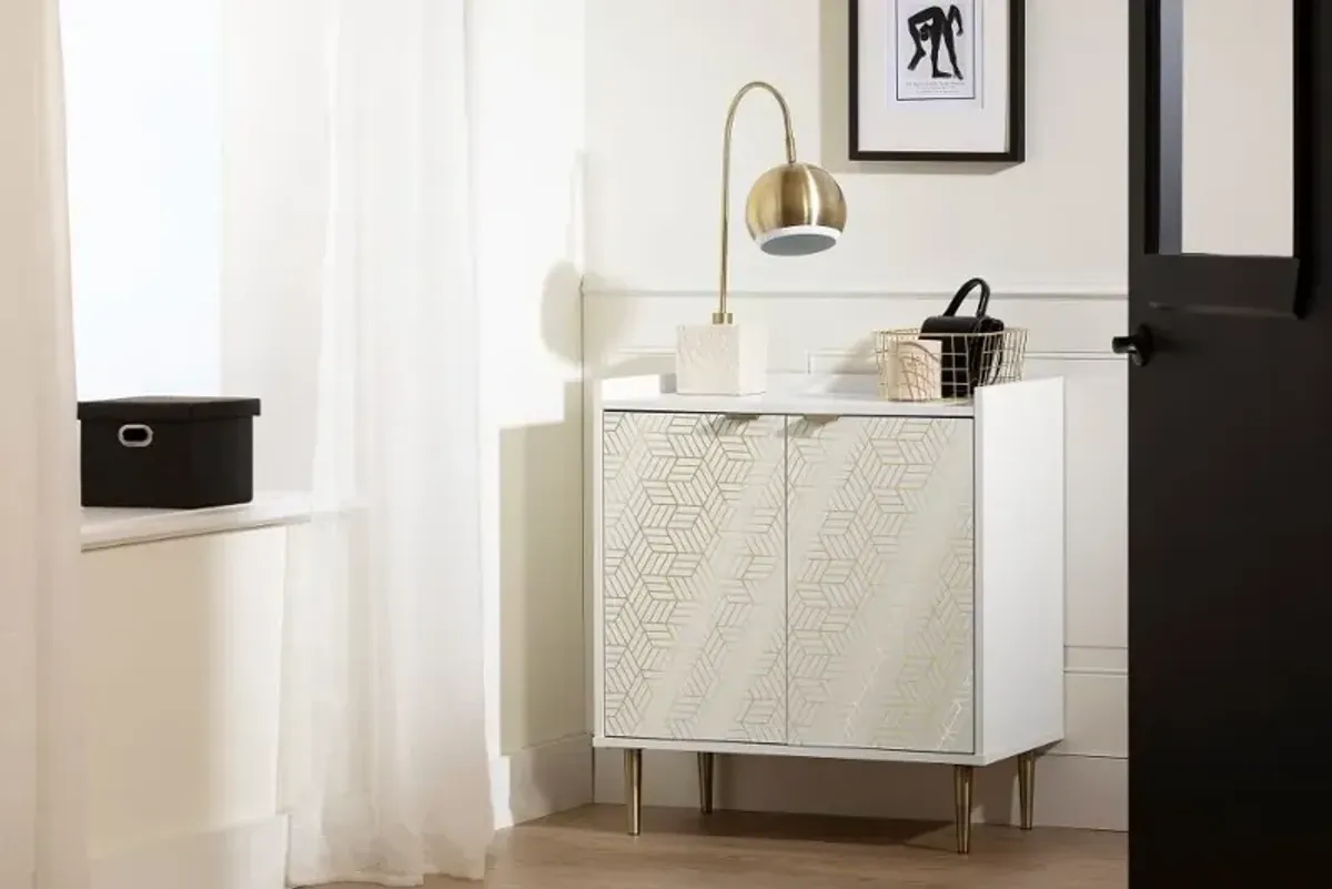 Maliza White and Gold Storage Cabinet