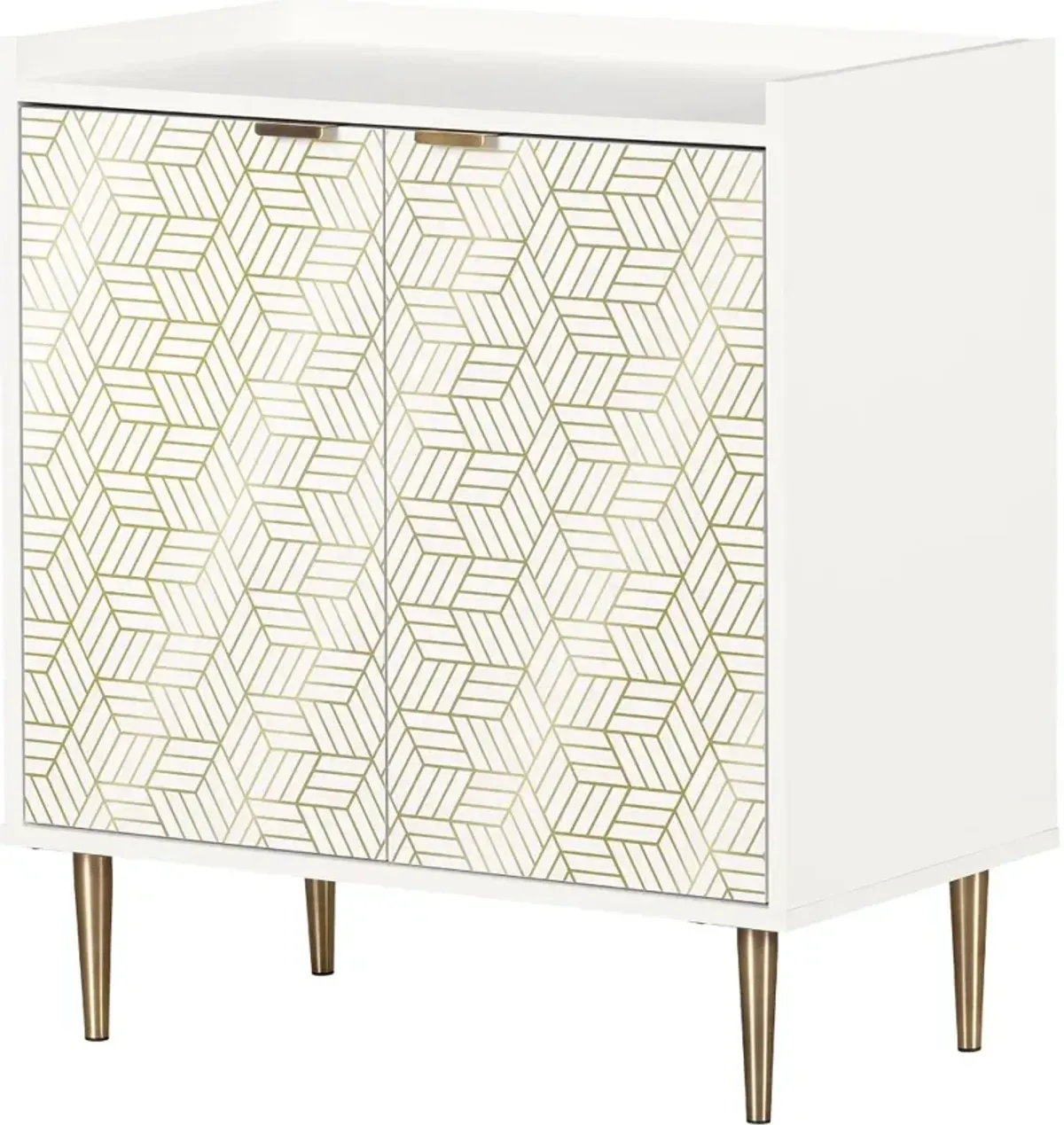 Maliza White and Gold Storage Cabinet