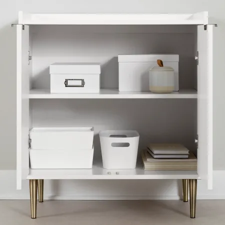 Maliza White and Gold Storage Cabinet