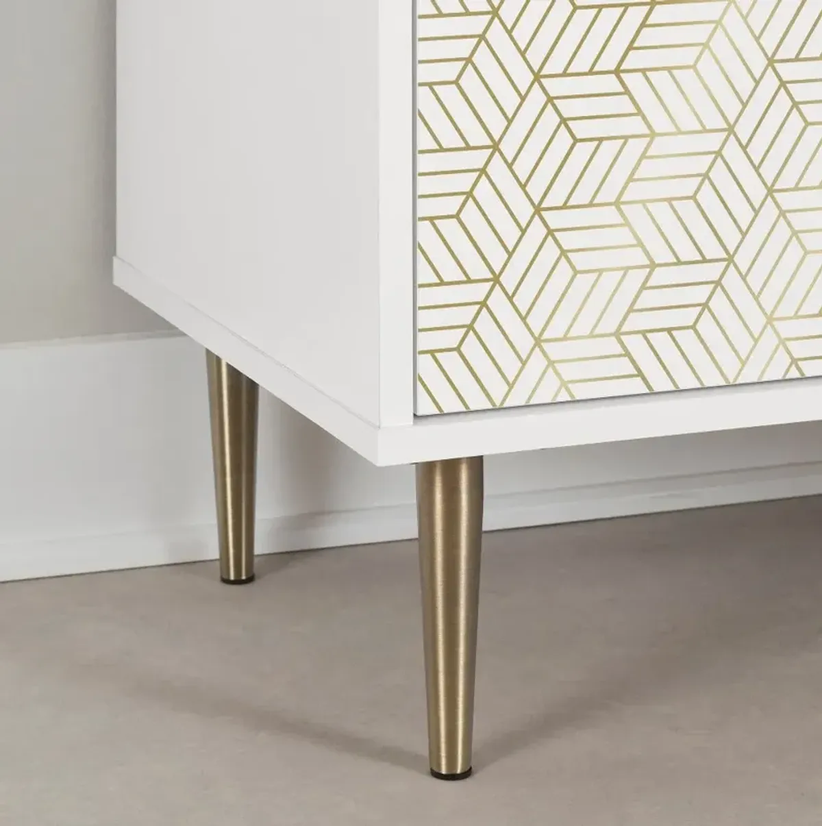 Maliza White and Gold Storage Cabinet