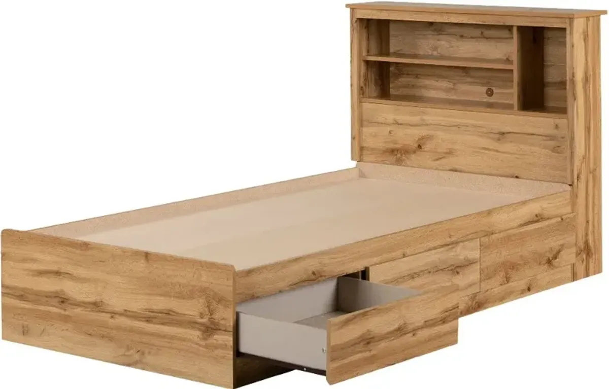 Tassio Oak Twin Storage Bed with Headboard - South Shore