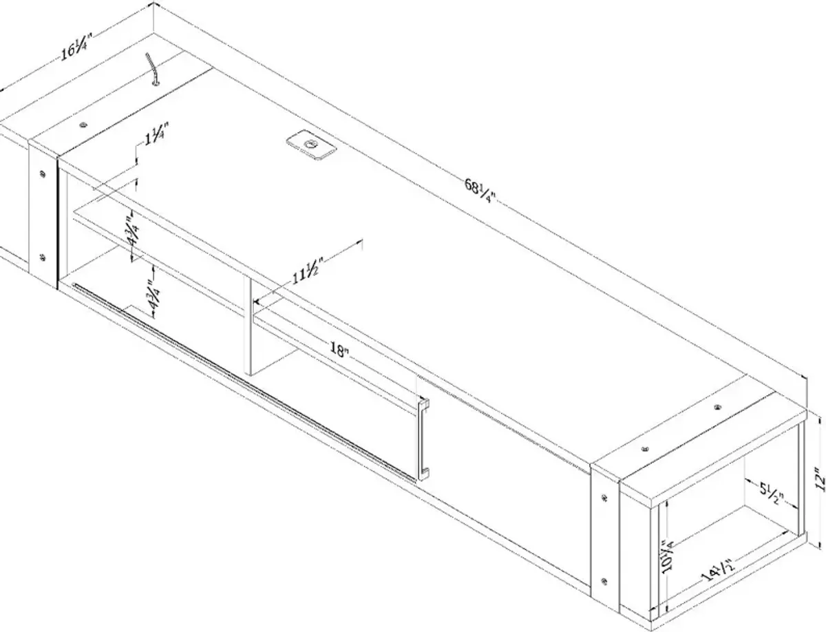 Munich White Pine 68" Hanging TV Stand - South Shore