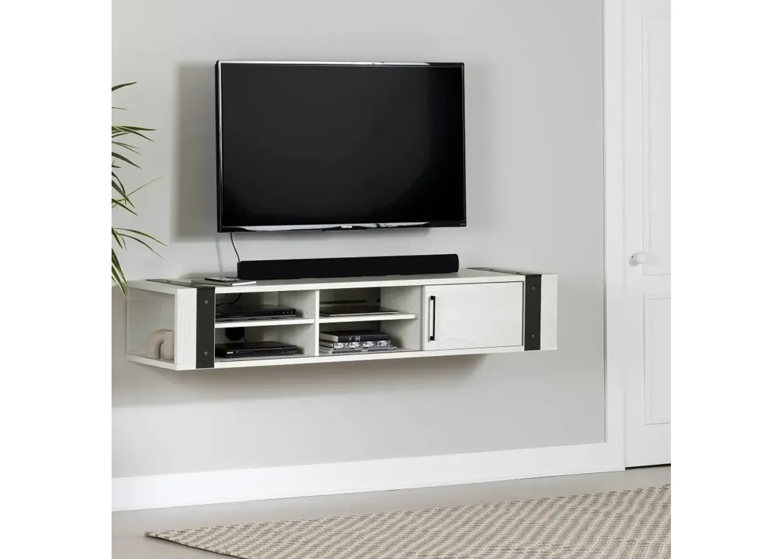 Munich White Pine 68" Hanging TV Stand - South Shore