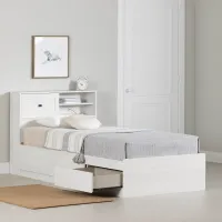 Hazen White Twin Storage Bed with Headboard - South Shore