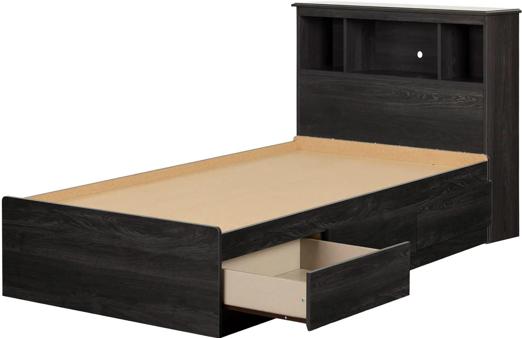 Tassio Gray Oak Twin Storage Bed with Headboard - South Shore