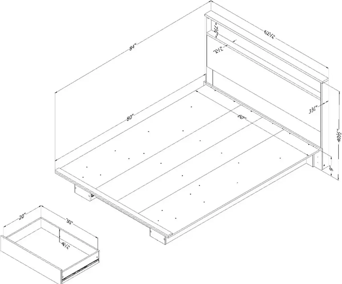 Musano Walnut Full-Queen Bed and Headboard