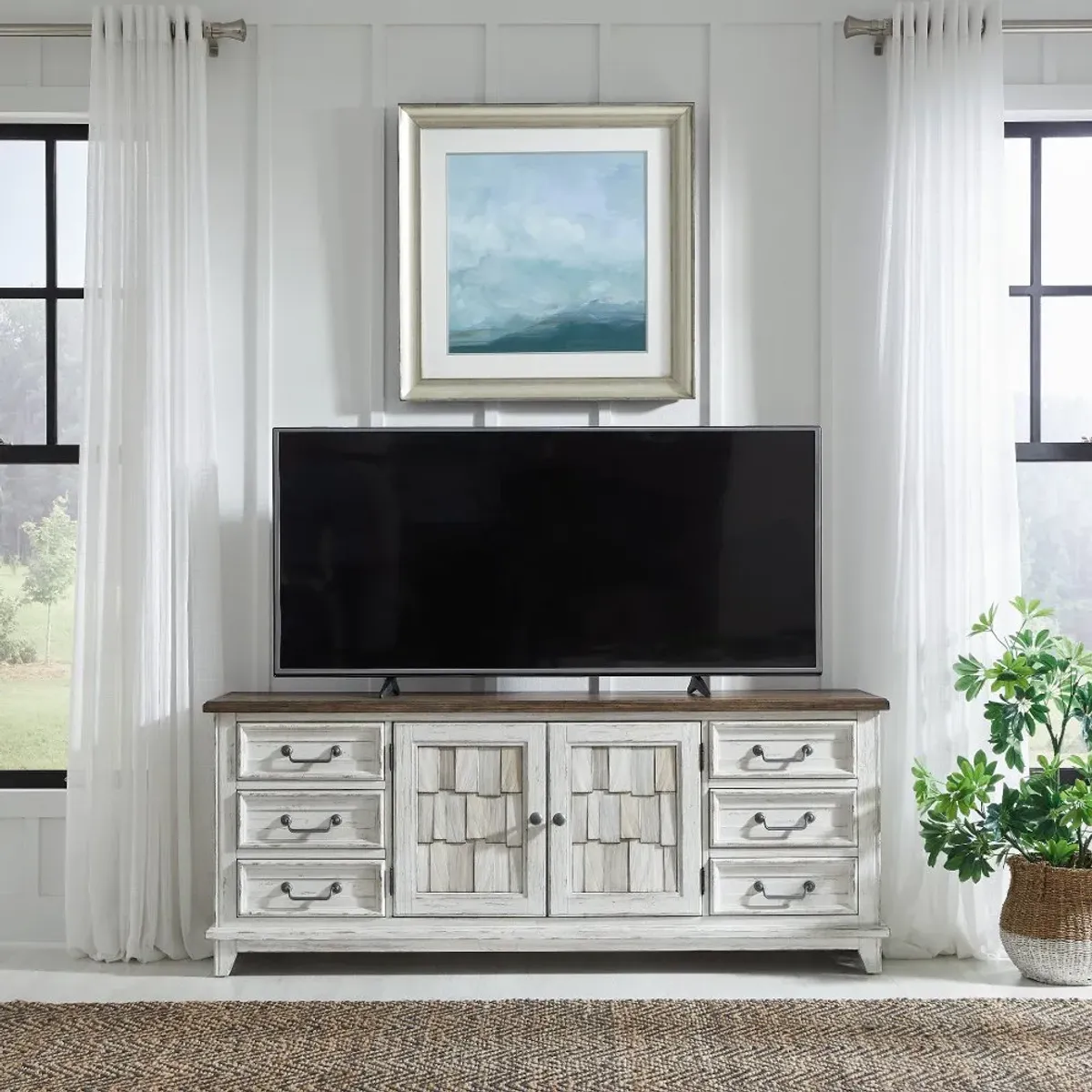 River Place 75" White-Washed TV Stand