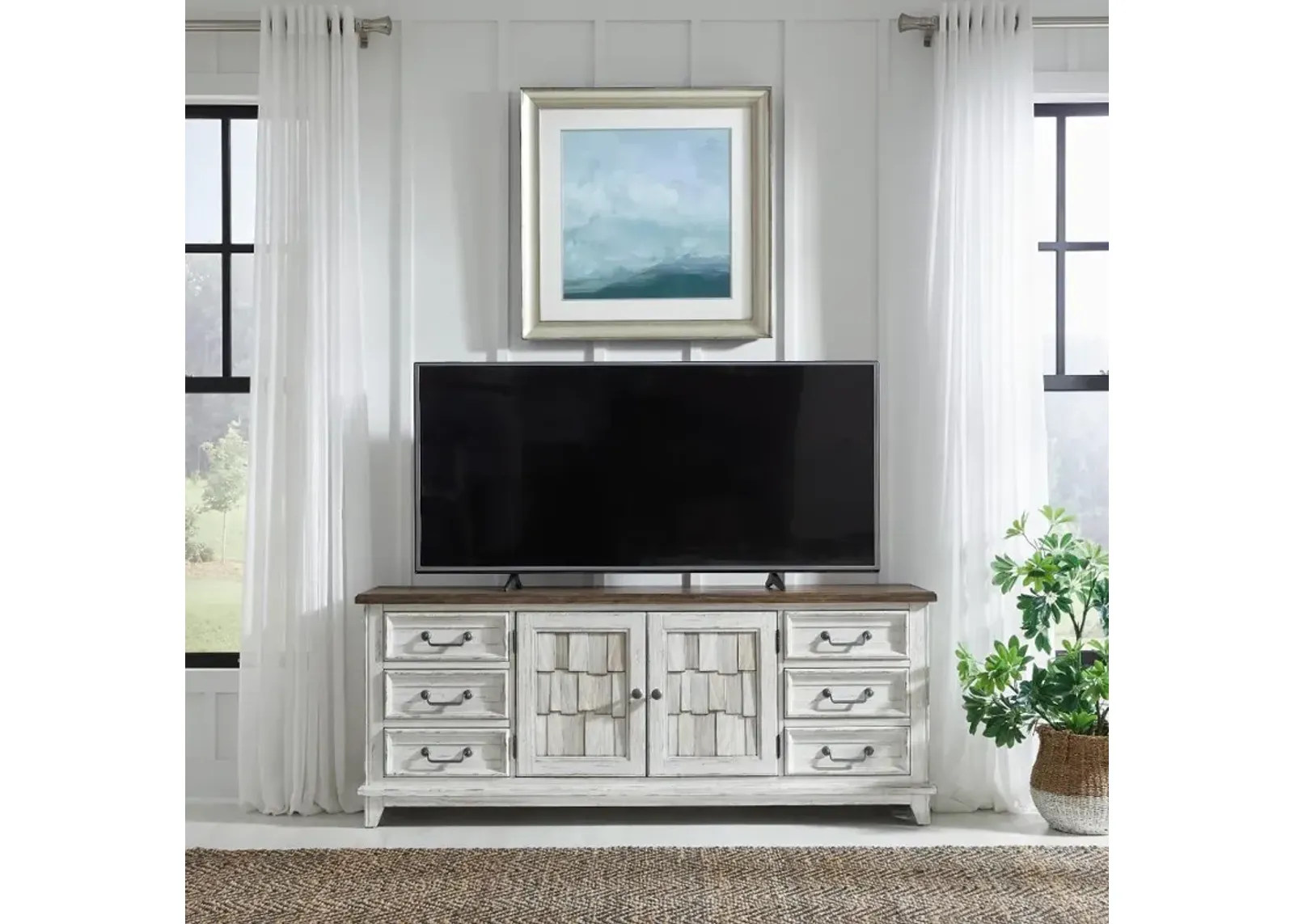 River Place 75" White-Washed TV Stand