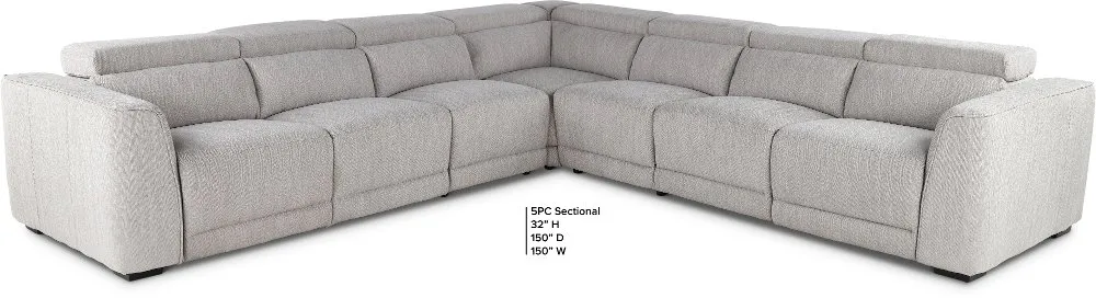 Noho Bisque 5-Piece Power Reclining Sectional