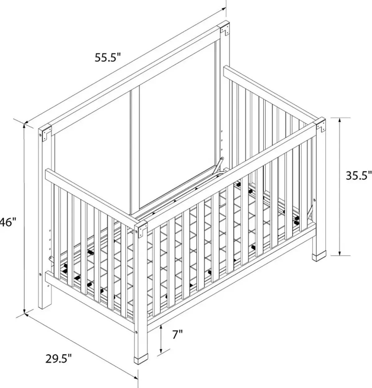 Frances Baby Relax Black 5-in-1 Convertible Crib