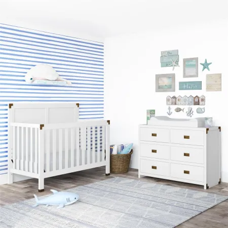 Frances Baby Relax White 5-in-1 Convertible Crib