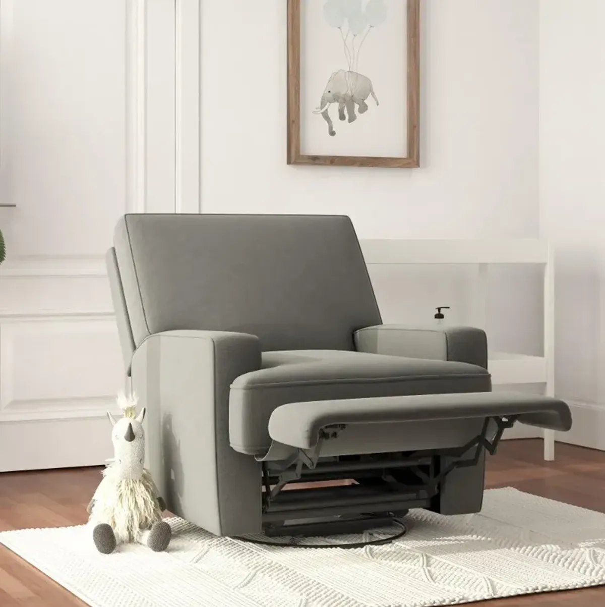 Rufus Baby Relax Dark Gray Swivel Glider Recliner Chair