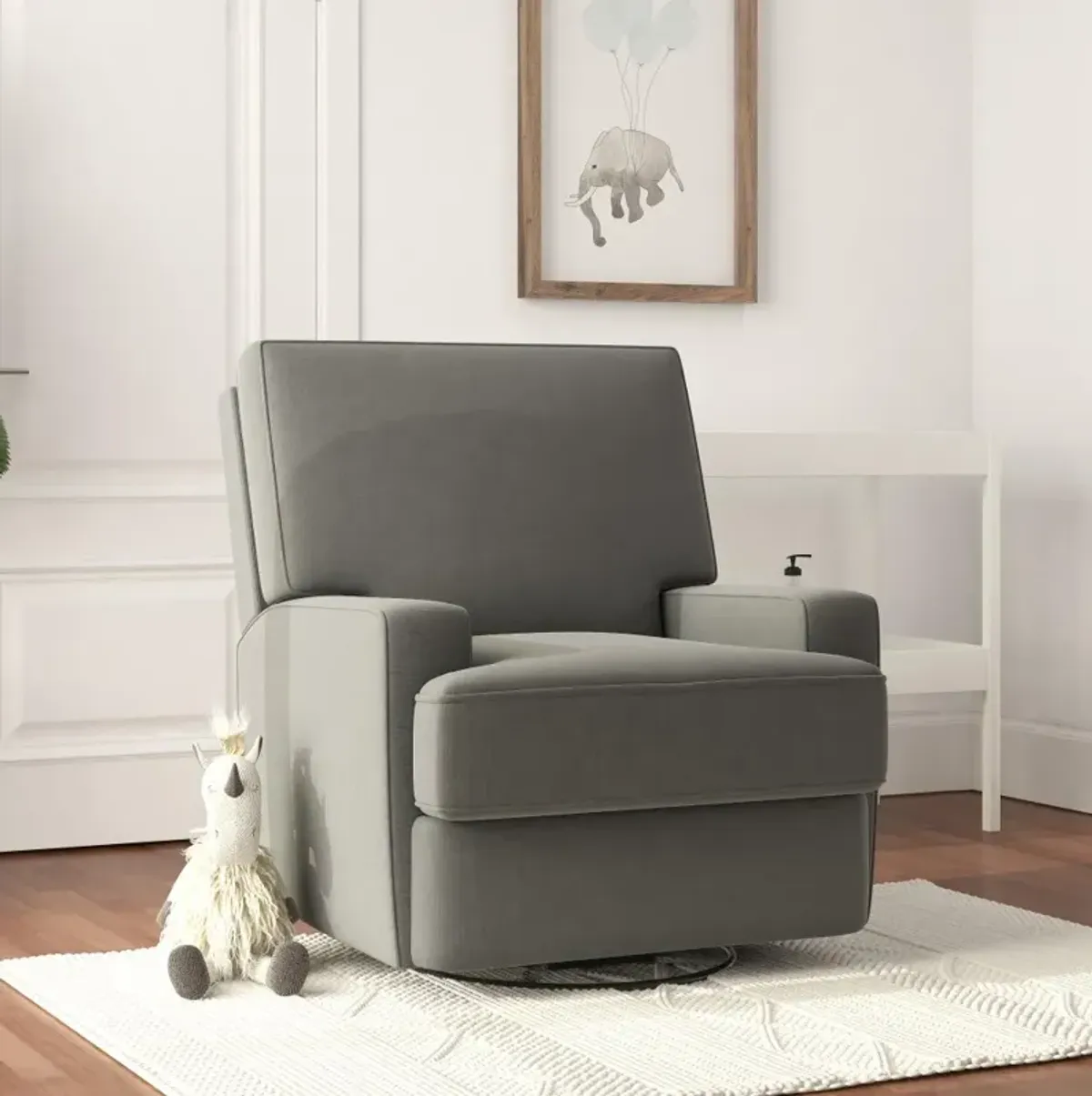 Rufus Baby Relax Dark Gray Swivel Glider Recliner Chair