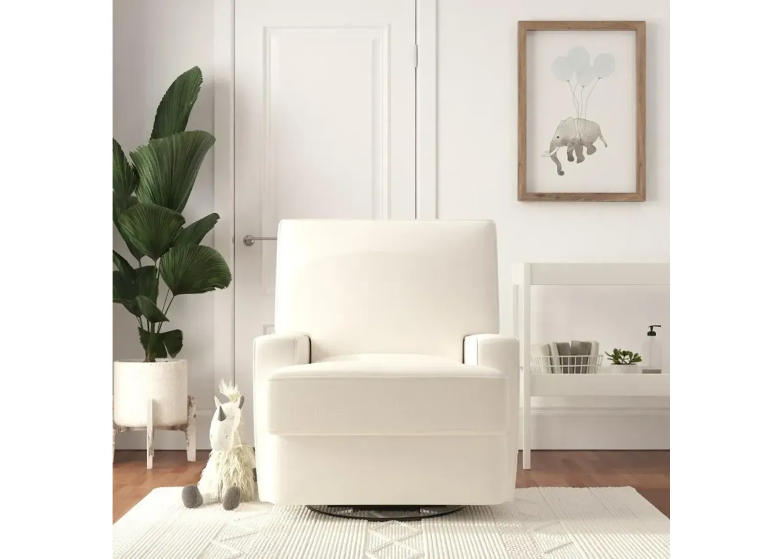 Rufus Baby Relax White Swivel Glider Recliner Chair