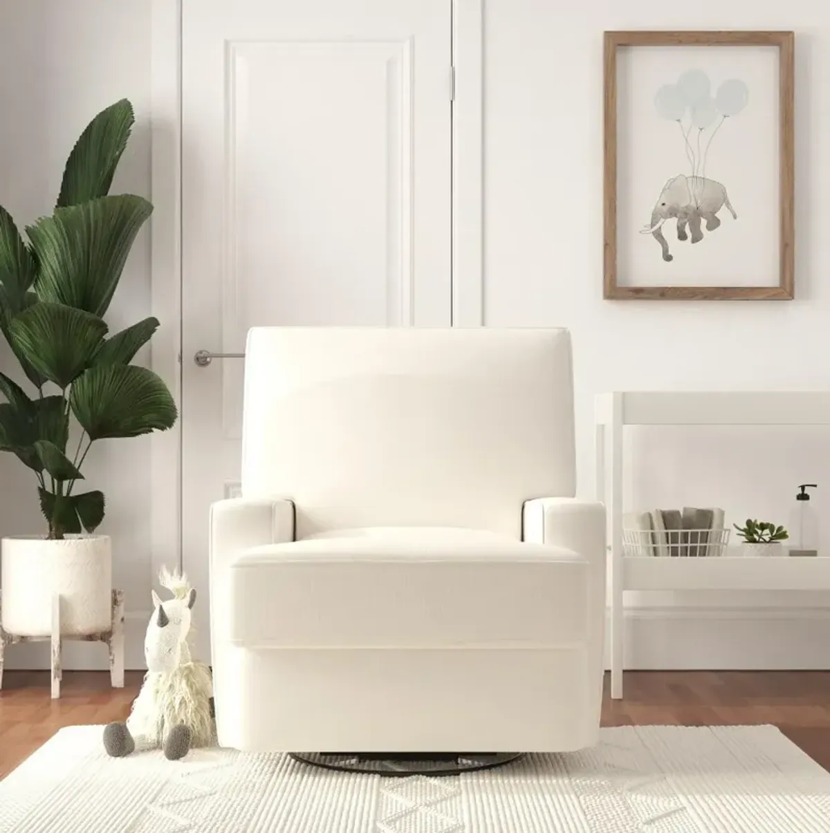 Rufus Baby Relax White Swivel Glider Recliner Chair