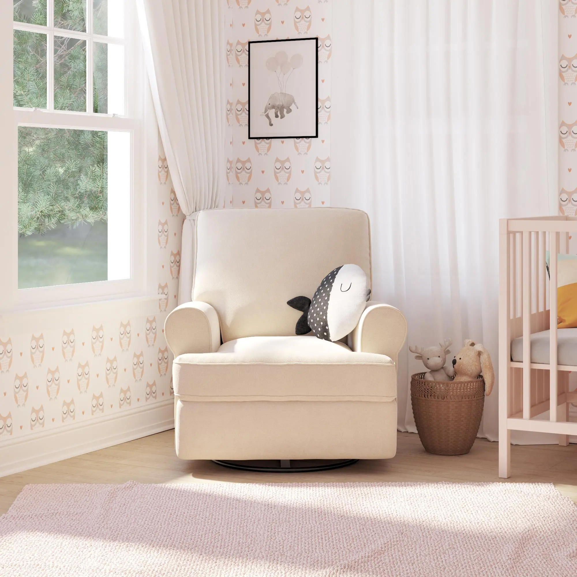 Mabel Baby Relax Beige Swivel Gliding Recliner