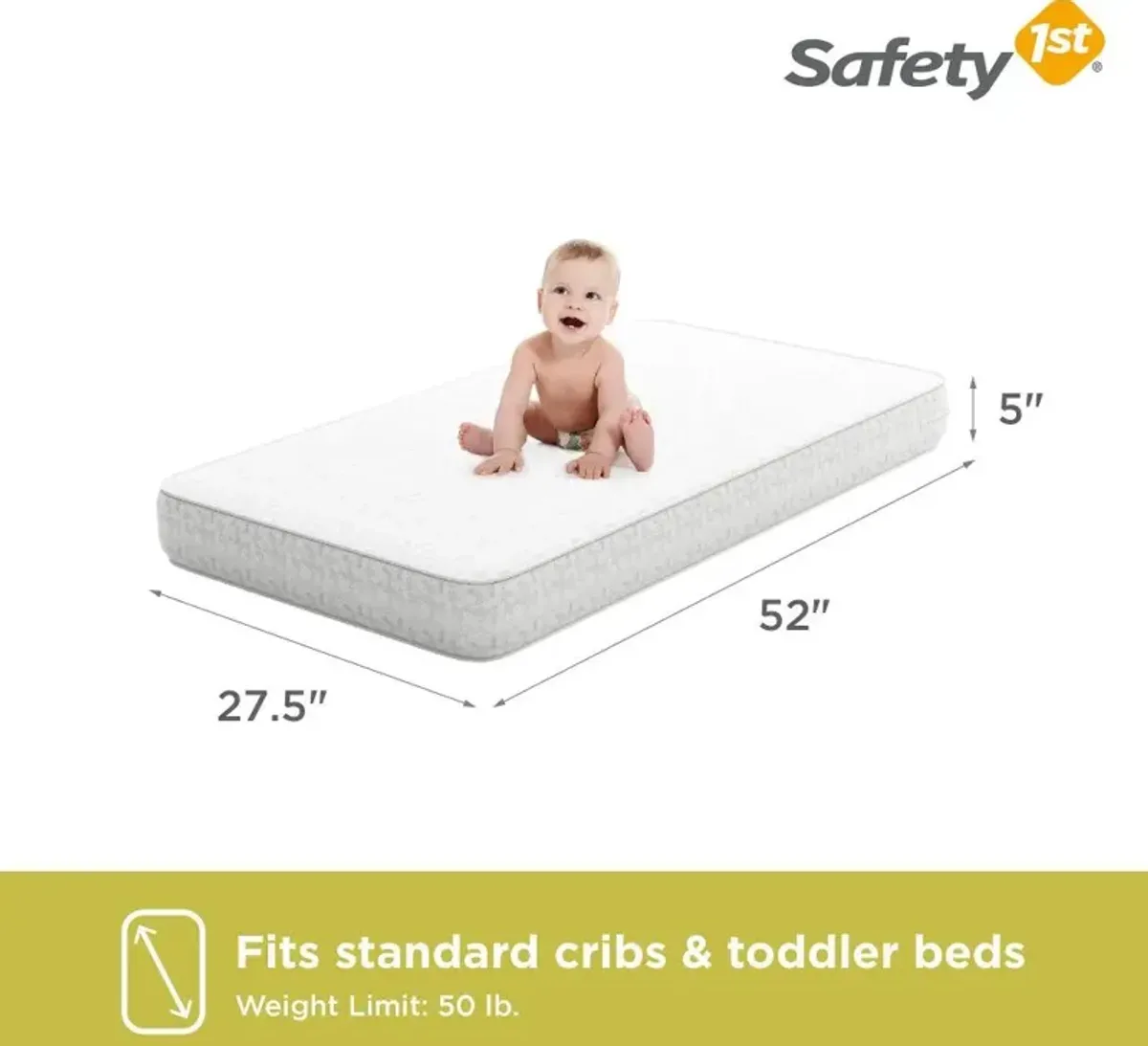 Safety 1st Standard Baby Crib & Toddler Bed Mattress with...