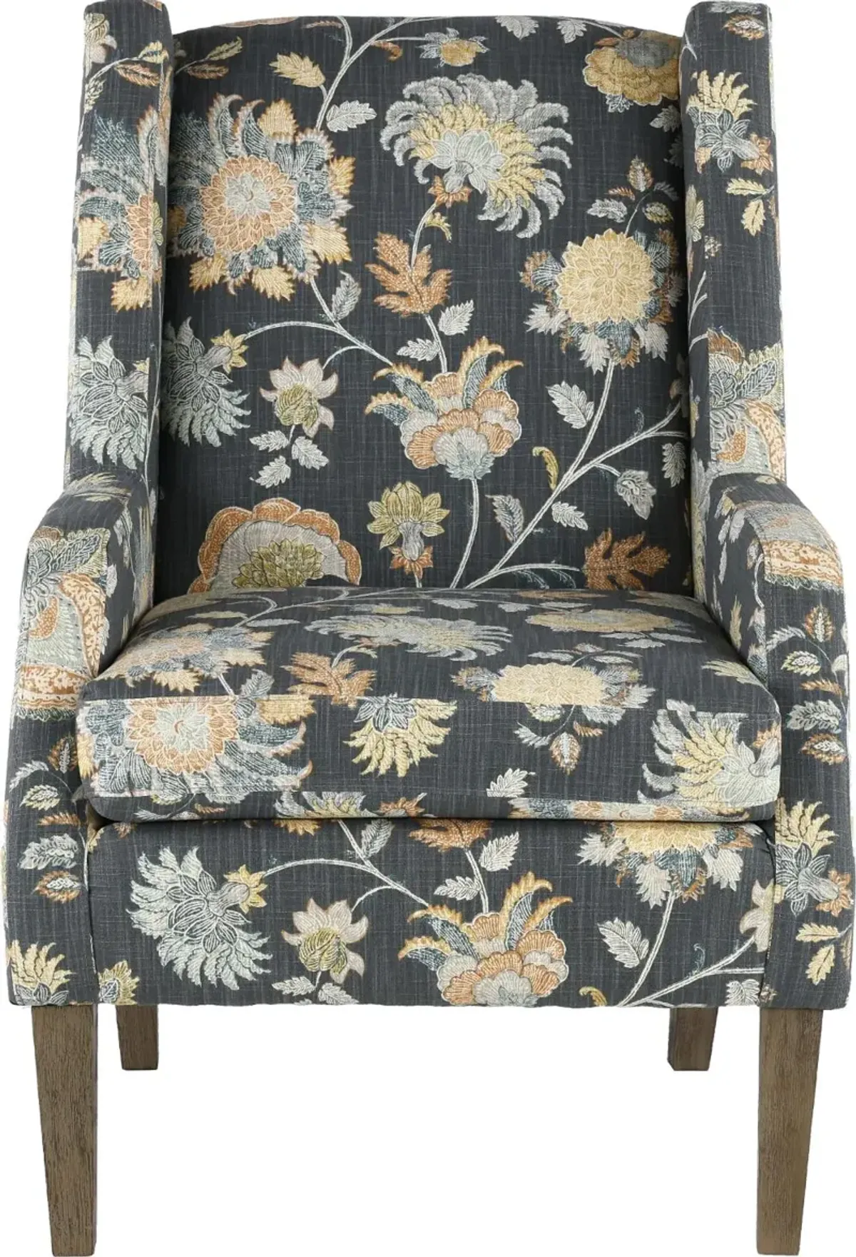 Whimsey Graphite Floral Wing Chair