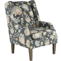 Whimsey Graphite Floral Wing Chair