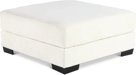 Hansel White Ottoman with Crypton Home Fabric