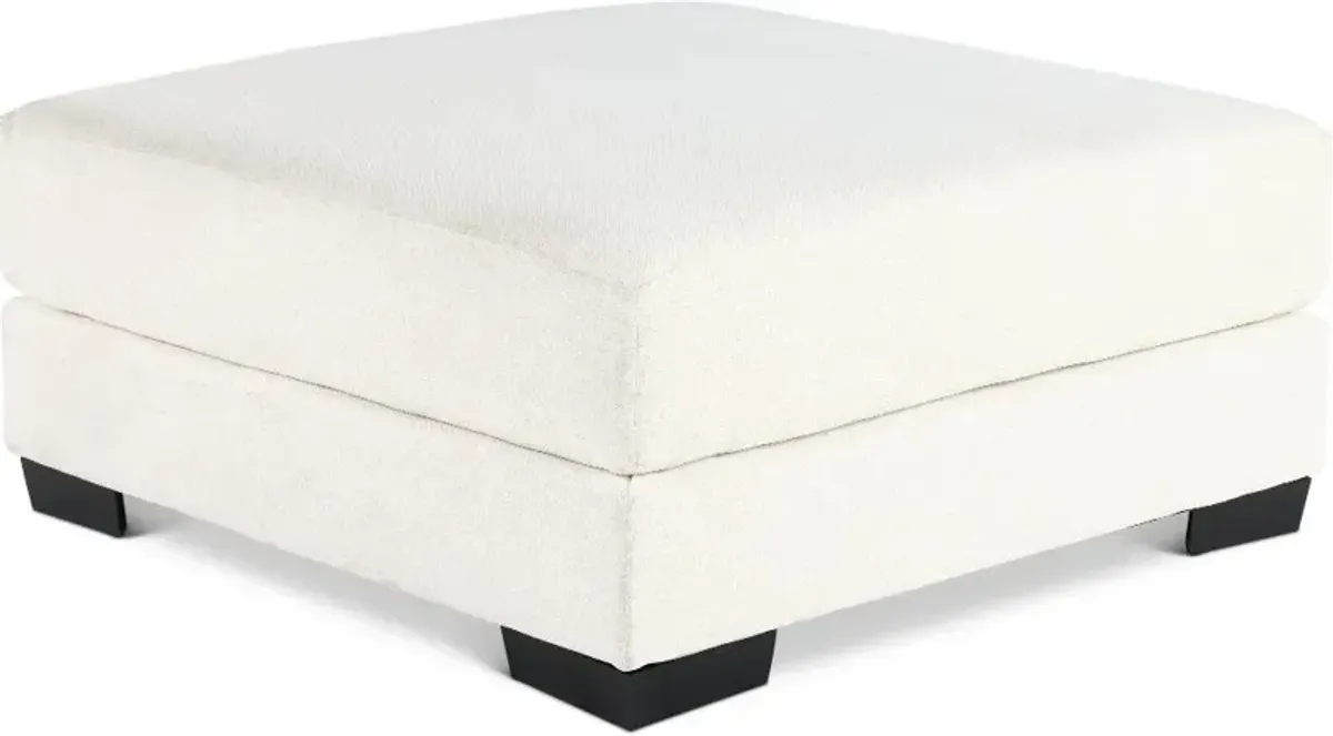 Hansel White Ottoman with Crypton Home Fabric