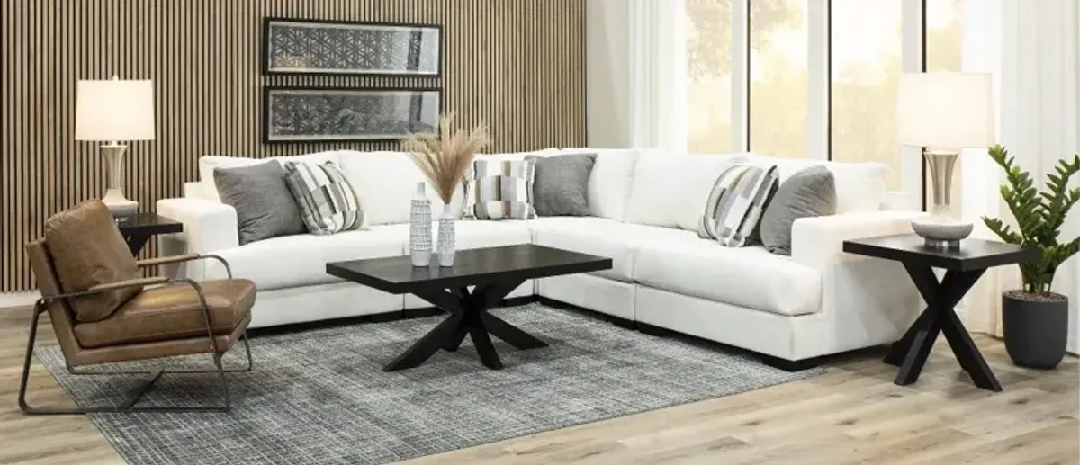 Hansel White 5 Piece Sectional with Crypton Home Fabric