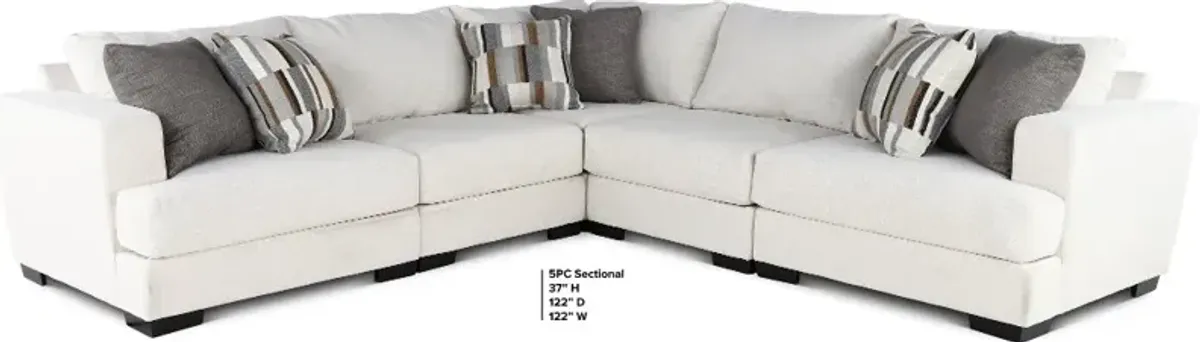 Hansel White 5 Piece Sectional with Crypton Home Fabric