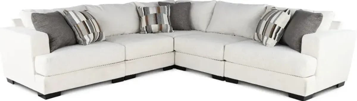 Hansel White 5 Piece Sectional with Crypton Home Fabric