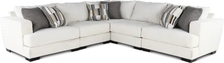Hansel White 5 Piece Sectional with Crypton Home Fabric