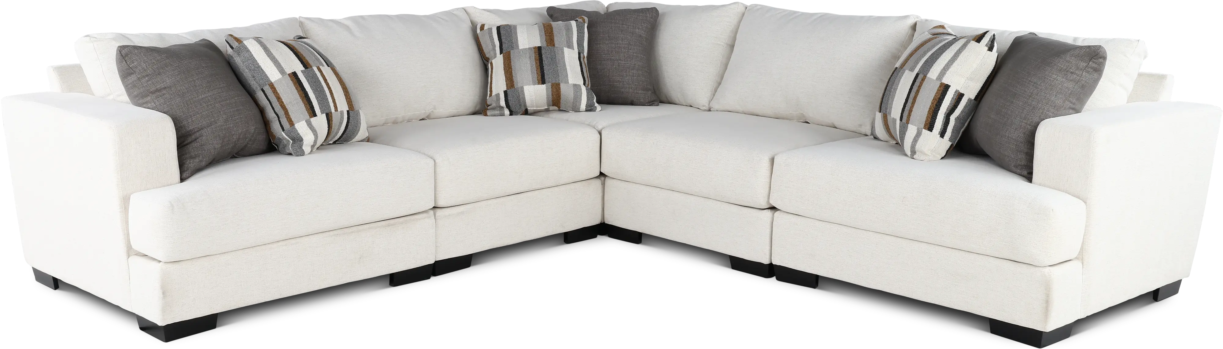 Hansel White 5 Piece Sectional with Crypton Home Fabric