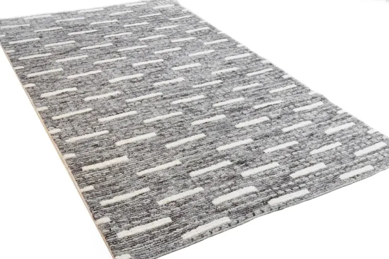 Jedediah 5 x 8 Wool Hand Knotted Gray Area Rug