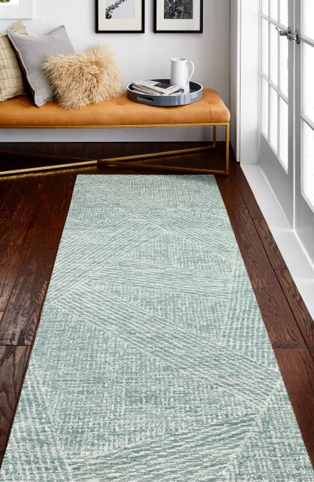 Valencia Nathanial Wool Hand Tufted Teal Runner Rug