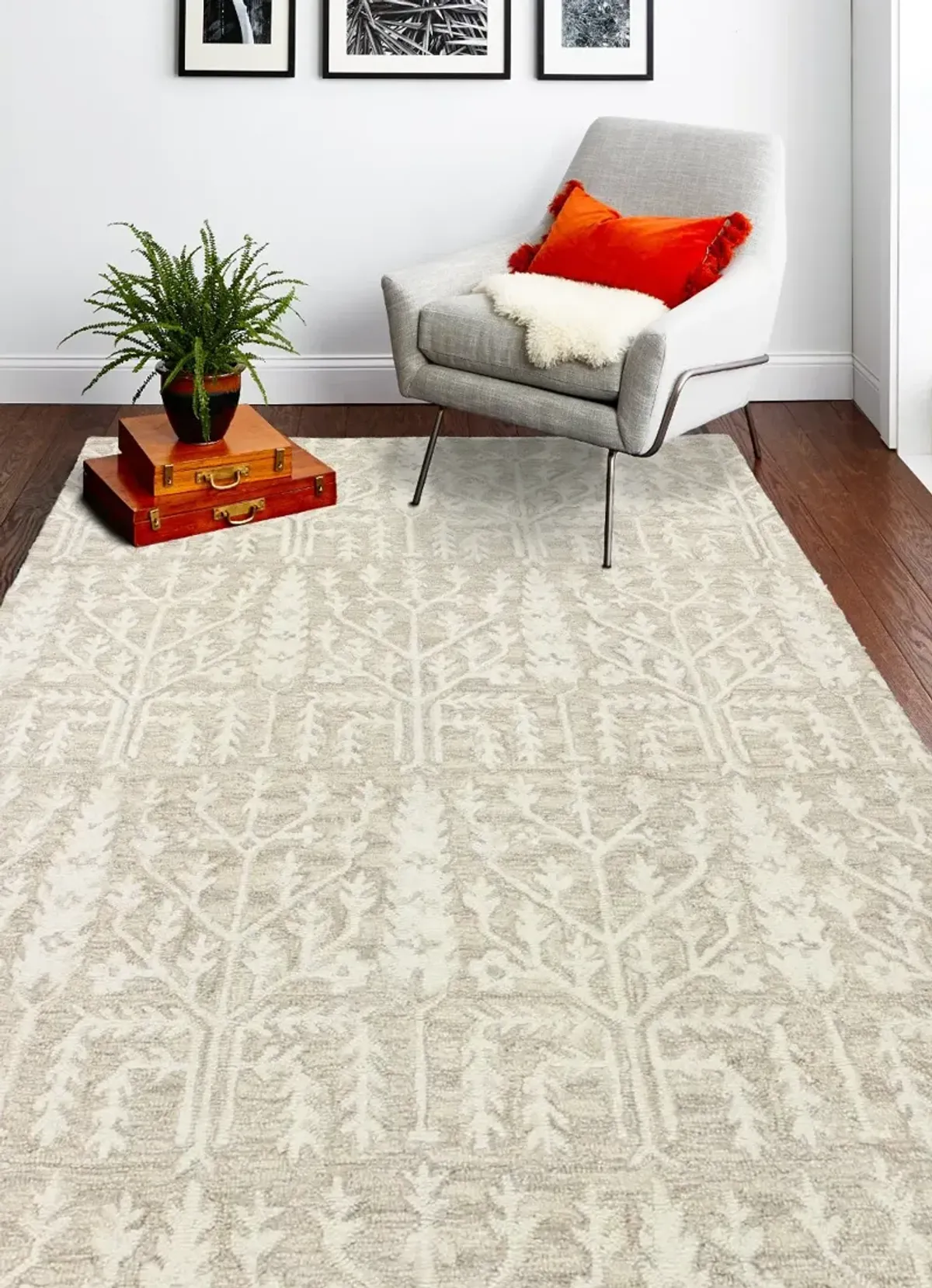 Valencia Novalee 4 x 6 Beige Wool Hand Tufted Area Rug