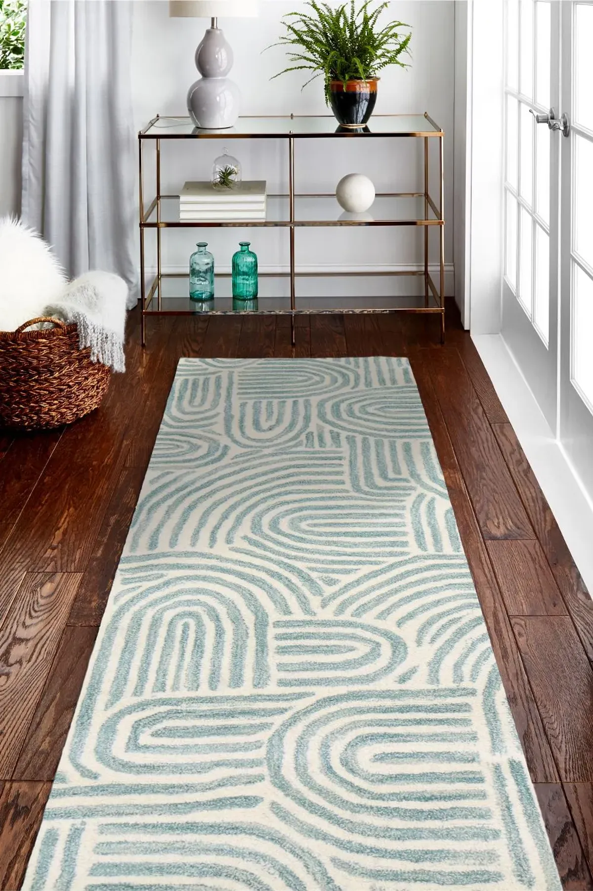 Chelsea Trenton Teal Wool Hand Tufted Runner Rug