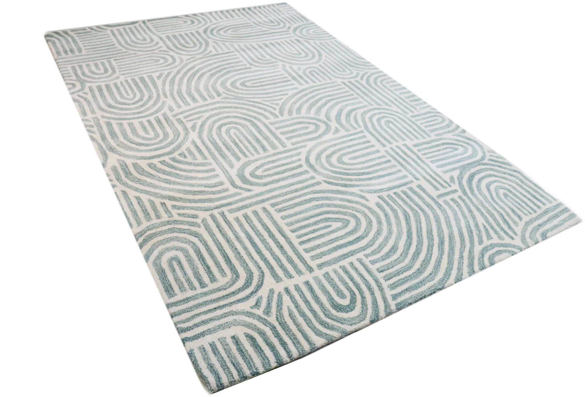 Chelsea Trenton 5 x 8 Teal Wool Hand Tufted Area Rug