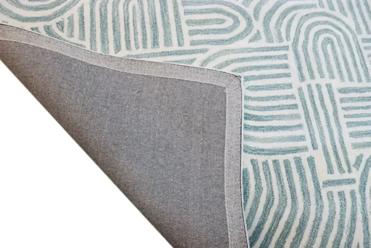 Chelsea Trenton 5 x 8 Teal Wool Hand Tufted Area Rug