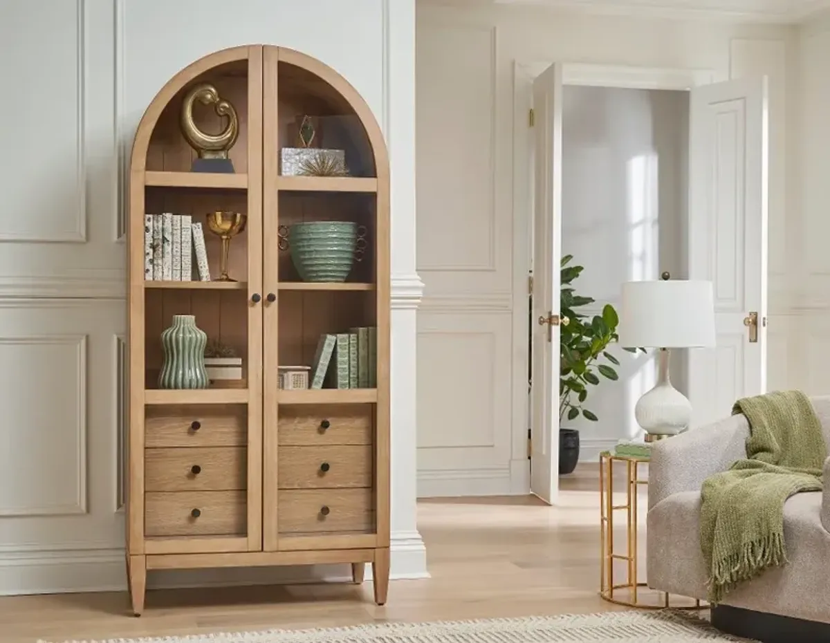 Laurel Natural Oak Arched Display Cabinet