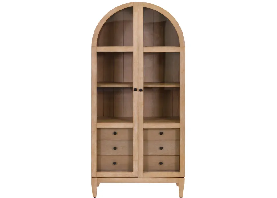 Laurel Natural Oak Arched Display Cabinet