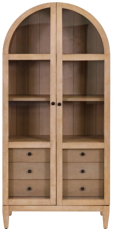 Laurel Natural Oak Arched Display Cabinet