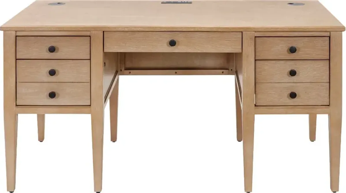 Laurel Natural Oak Half Pedestal Desk