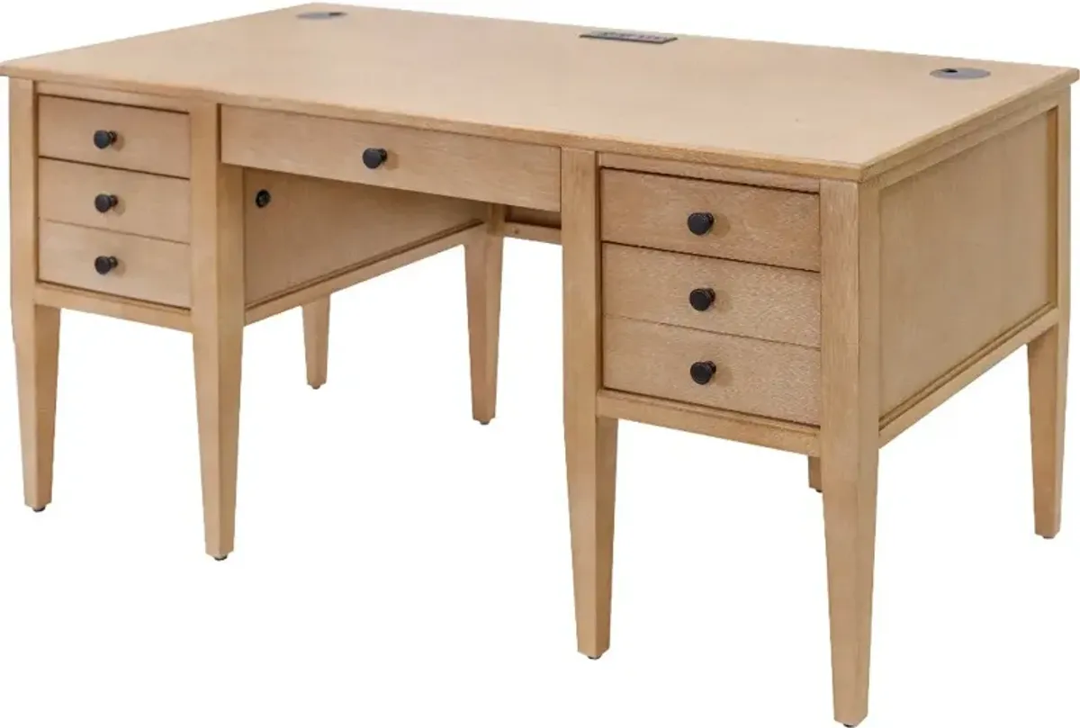 Laurel Natural Oak Half Pedestal Desk