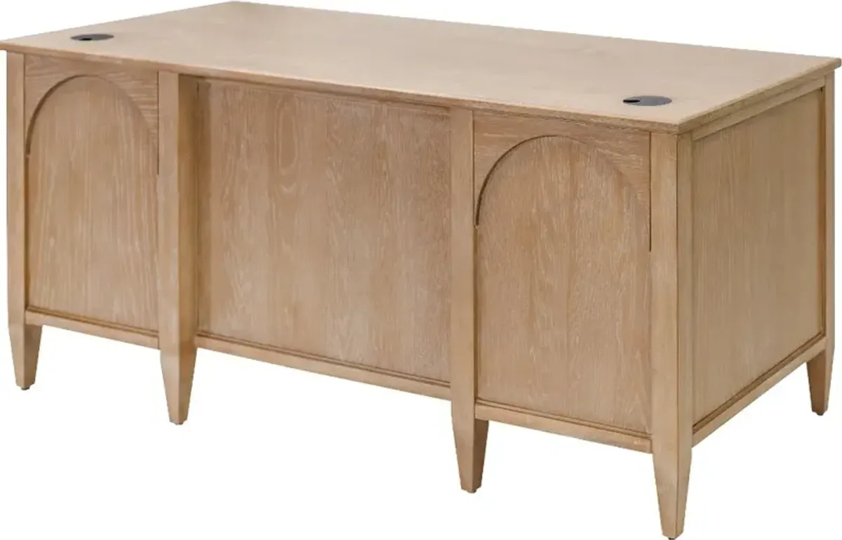 Laurel Natural Oak Double Pedestal Executive Desk