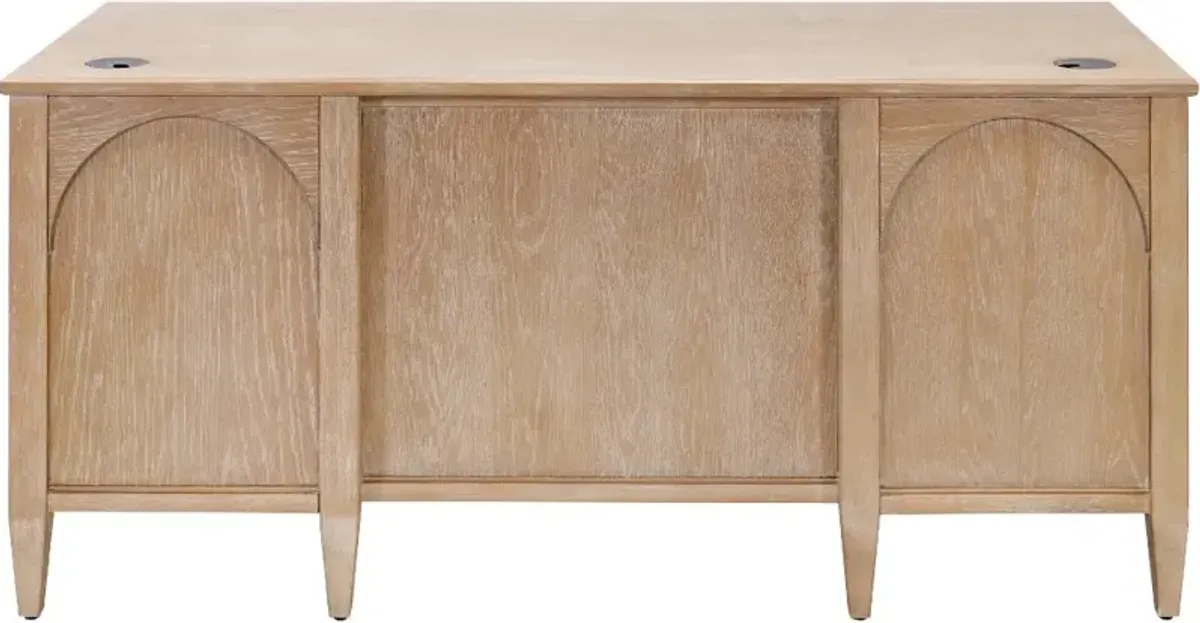 Laurel Natural Oak Double Pedestal Executive Desk