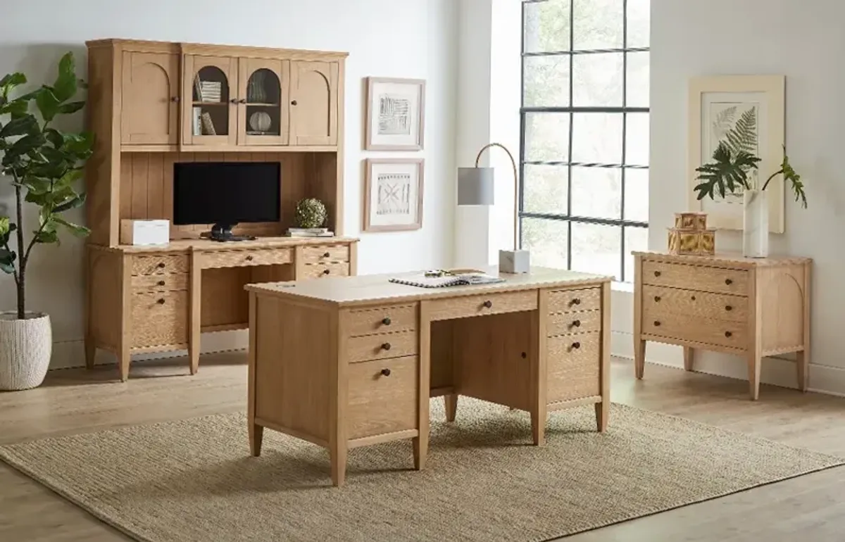 Laurel Natural Oak Double Pedestal Executive Desk