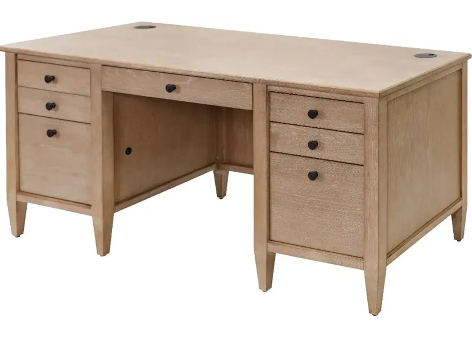 Laurel Natural Oak Double Pedestal Executive Desk