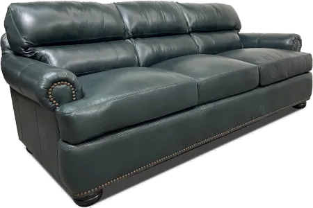 Hunter Green Leather Sofa
