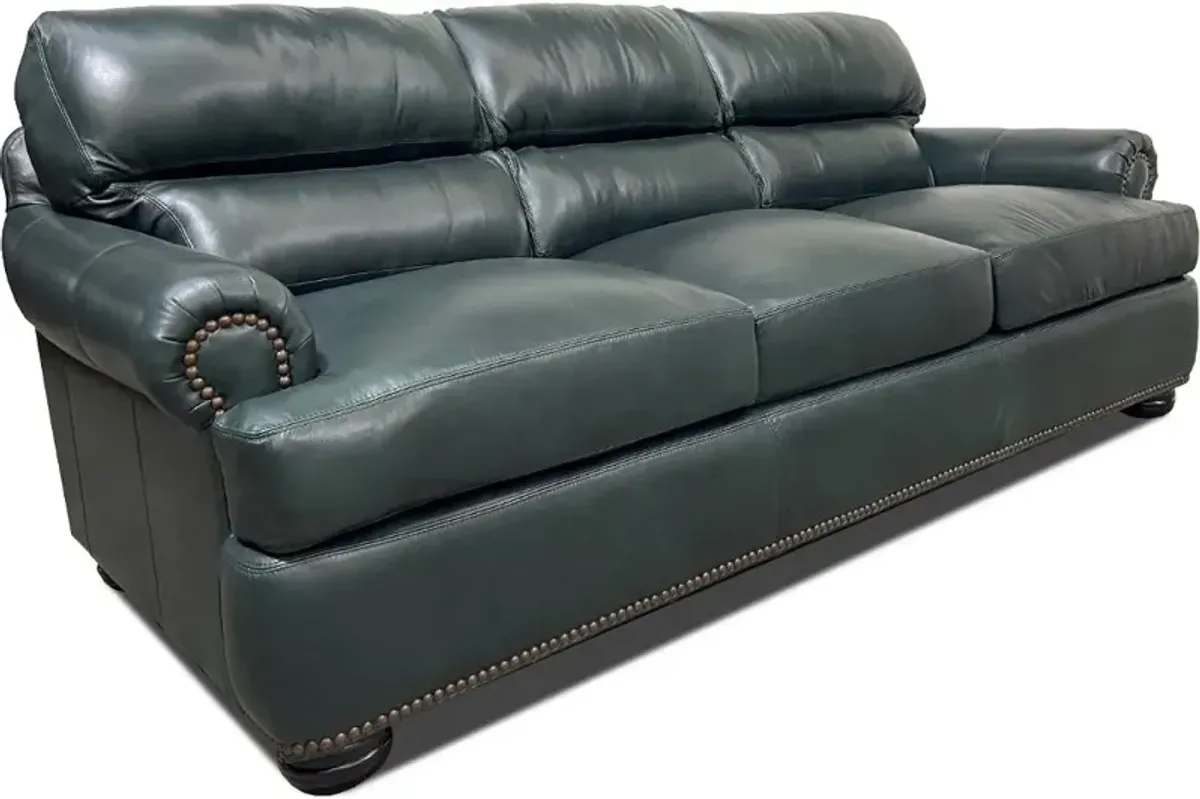 Hunter Green Leather Sofa