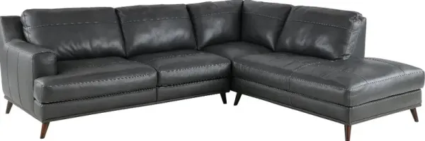 Caruso Gray Leather 2-Piece Sectional
