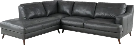 Caruso Gray Leather 2-Piece Sectional