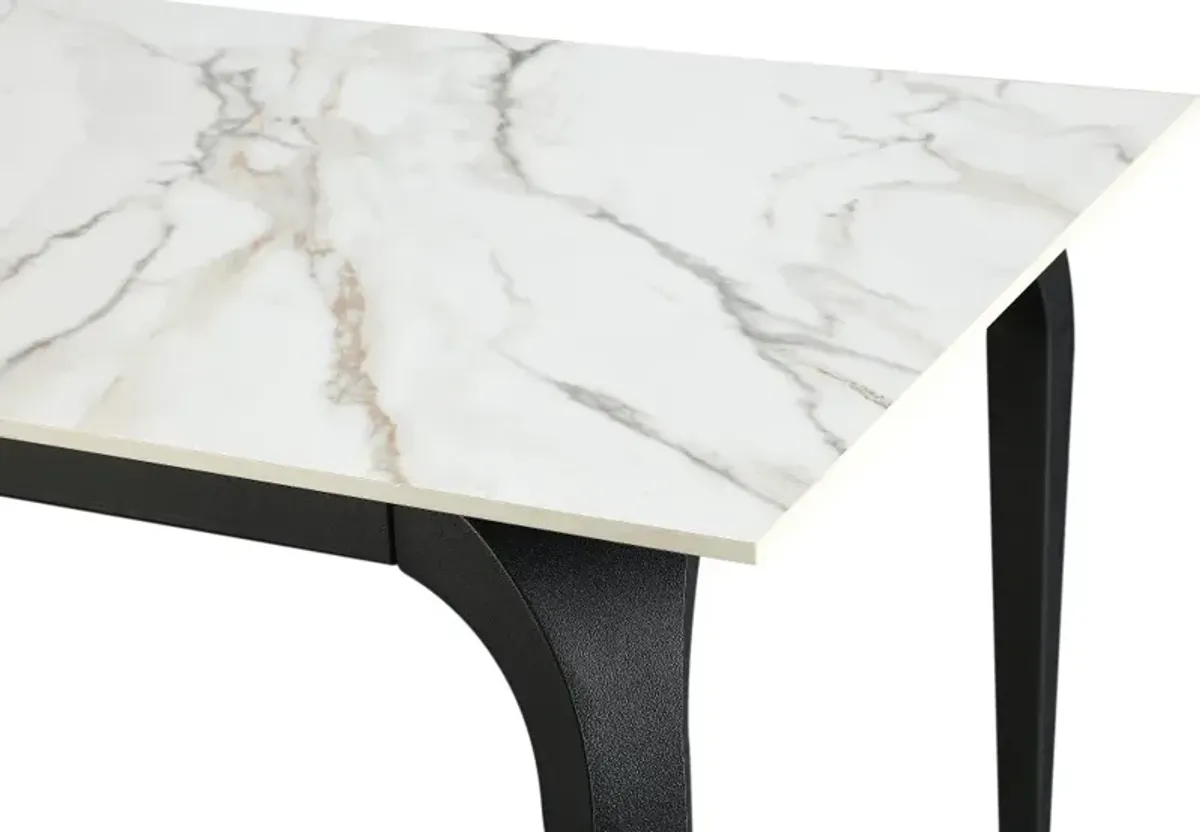 Nicoya White Stone and Metal Dining Table